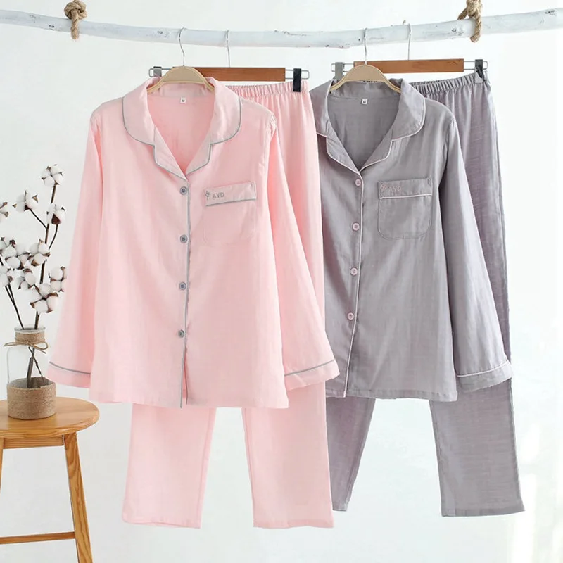 Spring Women and Men Cotton Gauze Loose Leisure Pajamas Suit Couples Long Sleeve Pajama Japanese Style Home Clothes Sleepwear
Spring Women and Men Cotton Gauze Loose Leisure Pajamas Suit Couples Long Sleeve Pajama Japanese Style Home Clothes Sleepwear
