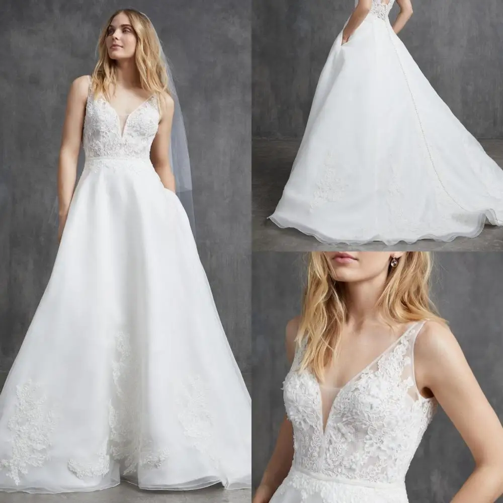 Vintage Ball Gown Wedding Dresses With Pockets Backless Button Lace Applique Straps Vestido De Noiva Custom Made Bridal Dress
Vintage Ball Gown Wedding Dresses With Pockets Backless Button Lace Applique Straps Vestido De Noiva Custom Made Bridal Dress