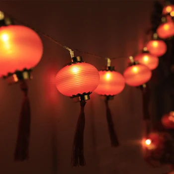 가정용 2022 중국 새해 랜턴 장식, 10LED 레드 랜턴, 봄 축제 휴일 용품, 램프 레이아웃 조명, 축제
