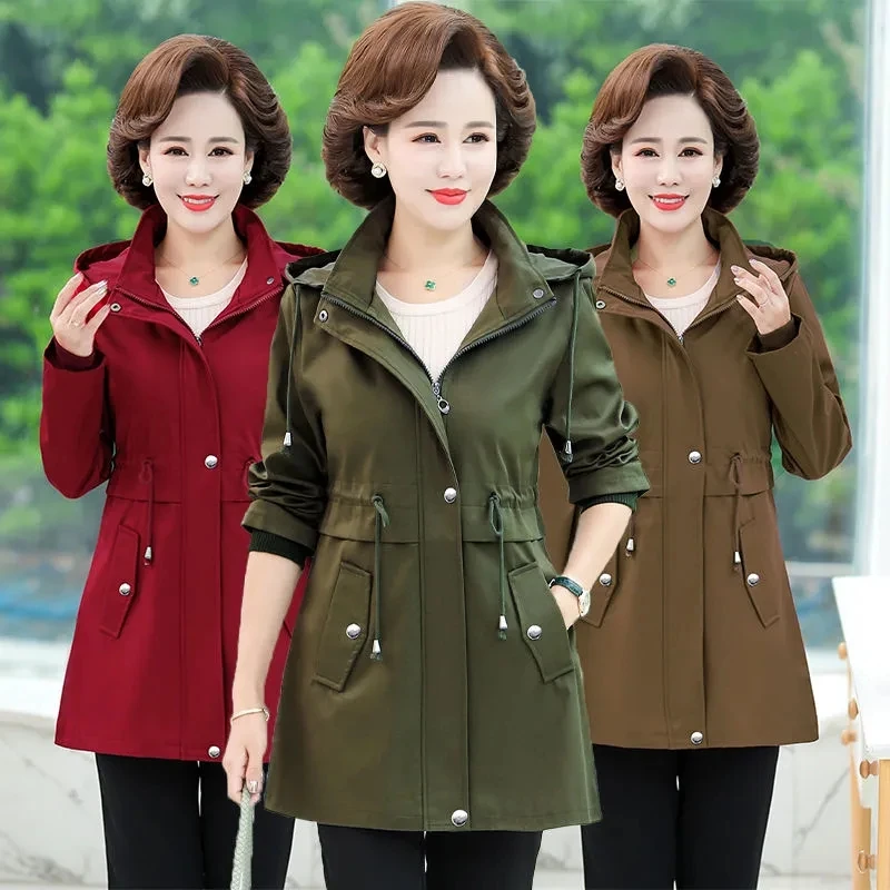2022 NEW Spring Autumn Trench Coat Middle-Aged Elderly Ladies Windbreaker Coat Mid-length Slim Hooded Green Cotton Outerwear
2022 NEW Spring Autumn Trench Coat Middle-Aged Elderly Ladies Windbreaker Coat Mid-length Slim Hooded Green Cotton Outerwear