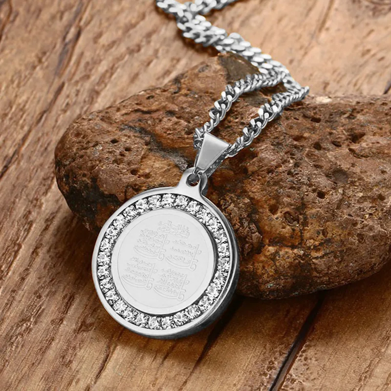 Stainless Steel Religious Pendant Coin Totem Zircon Men's Necklac Versatile Jewelry
Stainless Steel Religious Pendant Coin Totem Zircon Men's Necklac Versatile Jewelry
