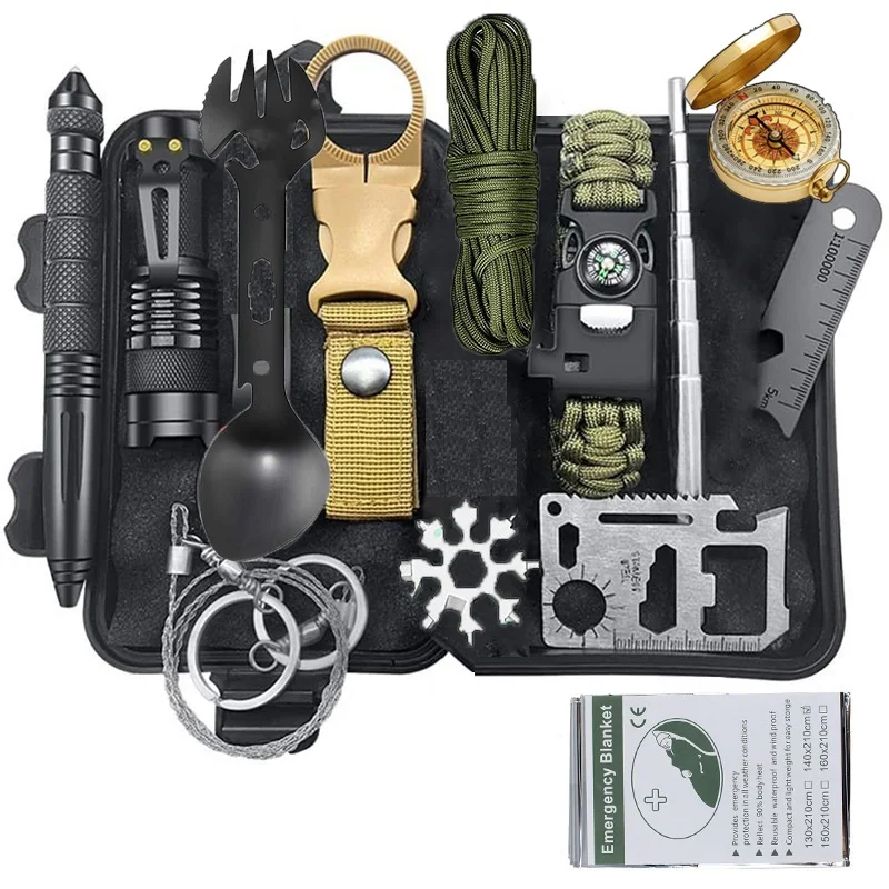 First Aid Kit Survival Gear Camping Equipment Military Outdoor Camping Survival Emergency Survive Wristband Knife Blanket
First Aid Kit Survival Gear Camping Equipment Military Outdoor Camping Survival Emergency Survive Wristband Knife Blanket