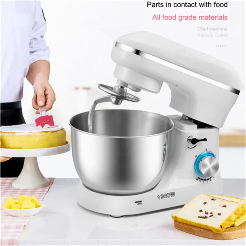 220V Electric Mixer Cream Egg Whisk Blender Cake Dough Bread Mixer Maker Machine Stainless Steel Bowl 1300W Kitchen Appliances
220V Electric Mixer Cream Egg Whisk Blender Cake Dough Bread Mixer Maker Machine Stainless Steel Bowl 1300W Kitchen Appliances