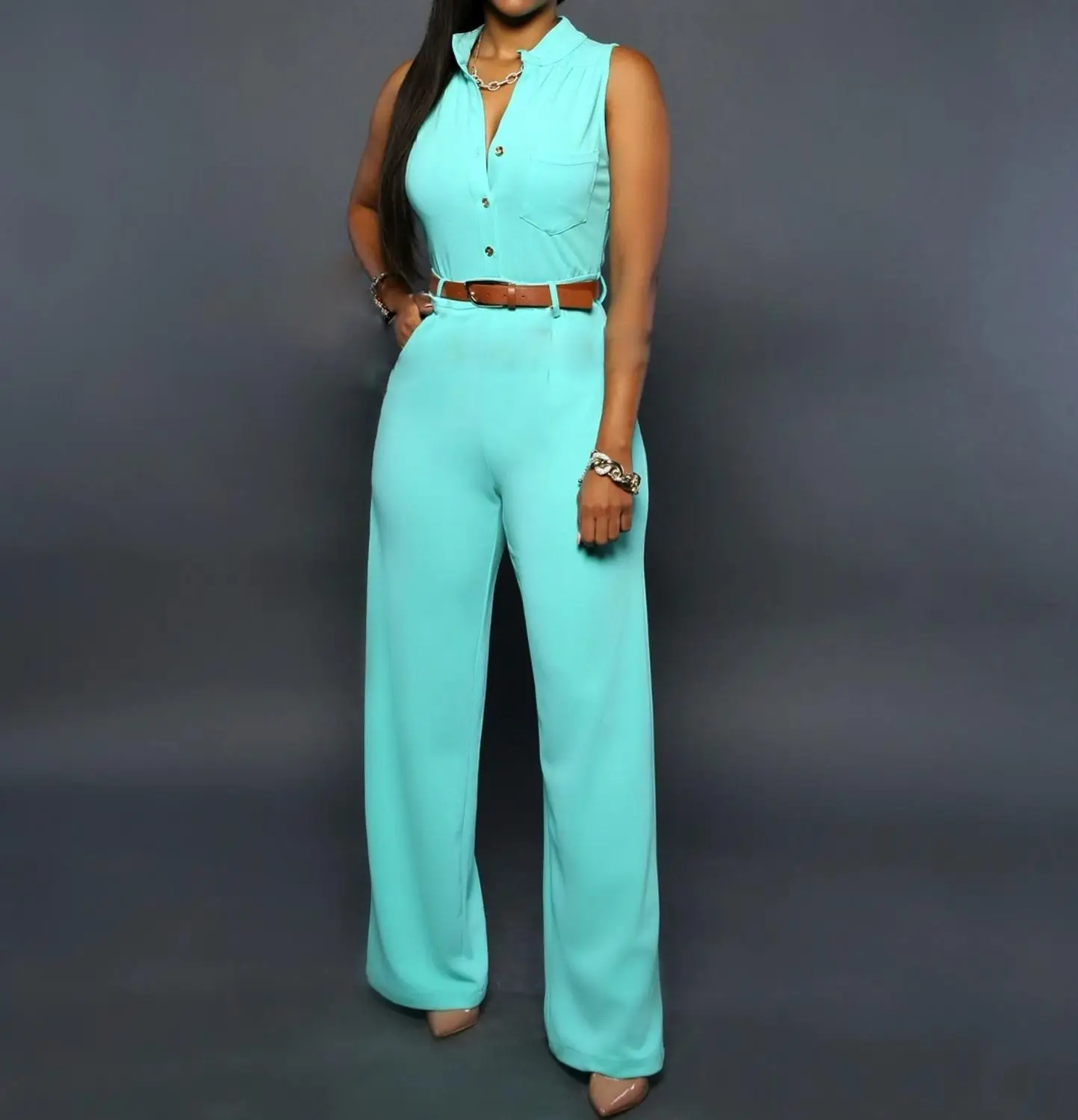 Fashion Women Solid Jumpsuit V-neck Romper Sleeveless Bodysuit Elegant Polyester streetwear outfits
Fashion Women Solid Jumpsuit V-neck Romper Sleeveless Bodysuit Elegant Polyester streetwear outfits