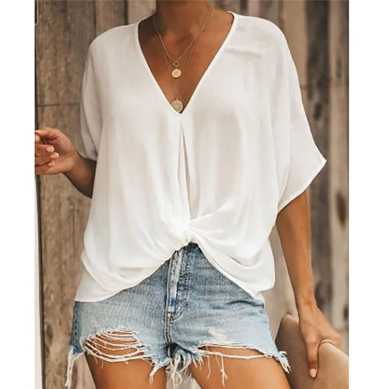 2022 Short Sleeve Casual Blouse Shirts Loose Ladies Tops New Fashion V Neck Black White Blouses Summer Women Street
2022 Short Sleeve Casual Blouse Shirts Loose Ladies Tops New Fashion V Neck Black White Blouses Summer Women Street