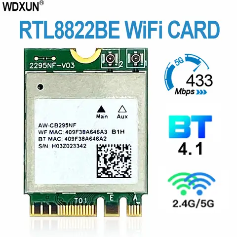 FOR Realtek RTL8822BE 802.11AC 2.4G/5GHz WiFi Bluetooth 4.1 NGFF Wireless Adapter M.2 WIFI CARD for dell asus acer