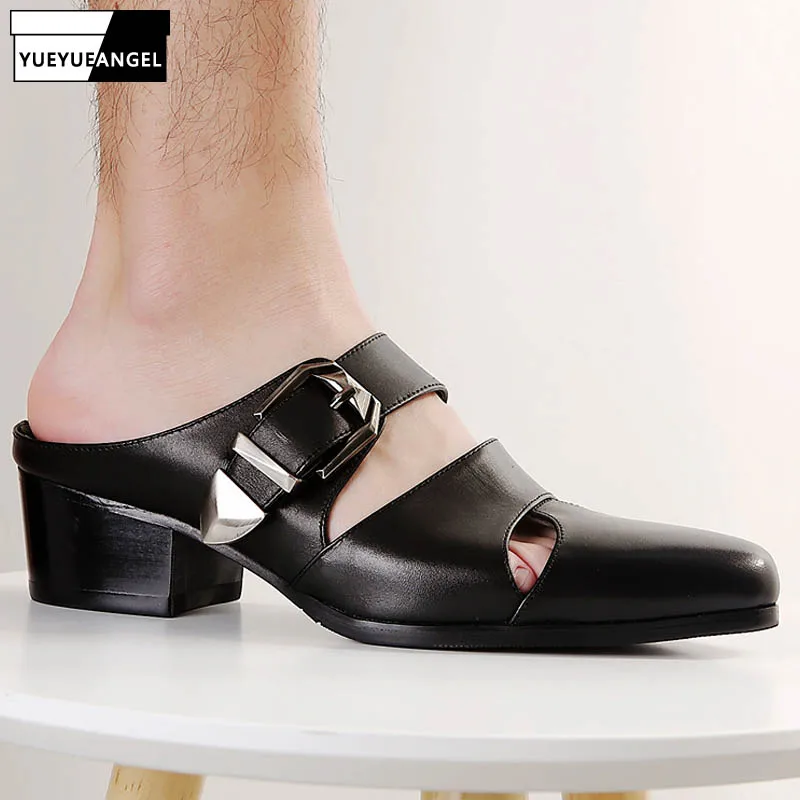Summer Fashion Mens Genuine Leather Slippers Pointed Toe Buckle Hollow Leather Shoes New Male Black Sandals High Quality Loafers
Summer Fashion Mens Genuine Leather Slippers Pointed Toe Buckle Hollow Leather Shoes New Male Black Sandals High Quality Loafers
