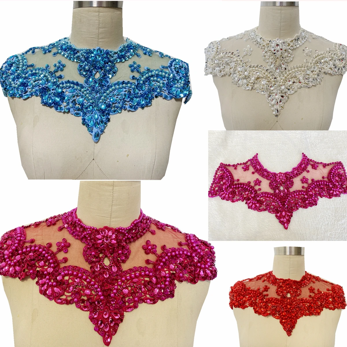 Handmade rhinestones lace applique sew on beads stones patches trim for dress neckline
Handmade rhinestones lace applique sew on beads stones patches trim for dress neckline