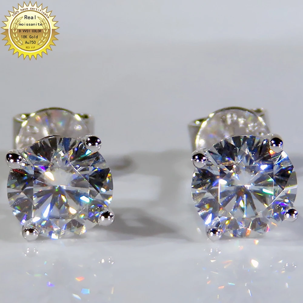 18K Au750 White Gold Earrings Moissanite Diamonds 1 2 3 Carat Round Elegant Wedding Party Engagement Anniversary Trendy
18K Au750 White Gold Earrings Moissanite Diamonds 1 2 3 Carat Round Elegant Wedding Party Engagement Anniversary Trendy