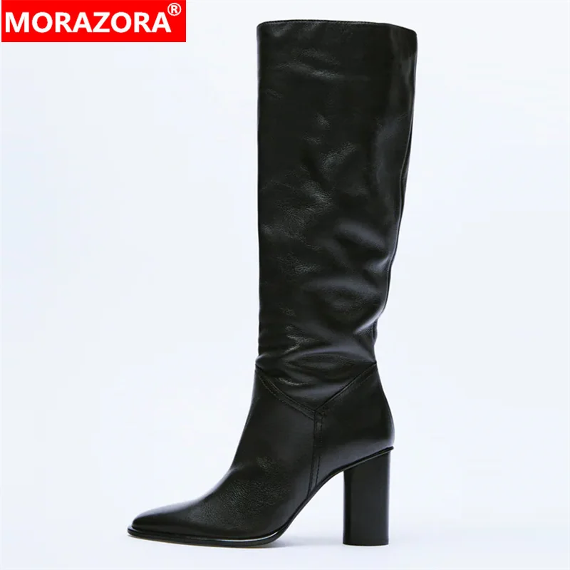 MORAZORA INS Hot Full Genuine Leather Boots Women Round High Heels Autumn Winter Fashion Boots Ladies Party Office Shoes ZA
MORAZORA INS Hot Full Genuine Leather Boots Women Round High Heels Autumn Winter Fashion Boots Ladies Party Office Shoes ZA