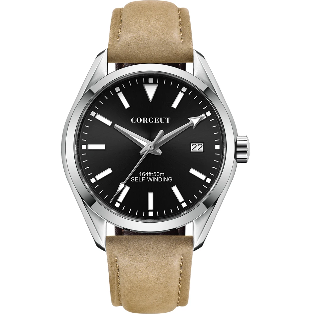41mm Corgeut Mens Watch White Dial Date Automatic Mechanical Sapphire crystal Leather Wristwatch Men Luxury Top Brand
41mm Corgeut Mens Watch White Dial Date Automatic Mechanical Sapphire crystal Leather Wristwatch Men Luxury Top Brand