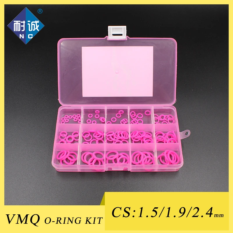 Thickness 1.5 / 1.9 / 2.4mm Pink Food Grade Silicone VMQ Seal O-Ring Ordering Kit Classification Kit
Thickness 1.5 / 1.9 / 2.4mm Pink Food Grade Silicone VMQ Seal O-Ring Ordering Kit Classification Kit
