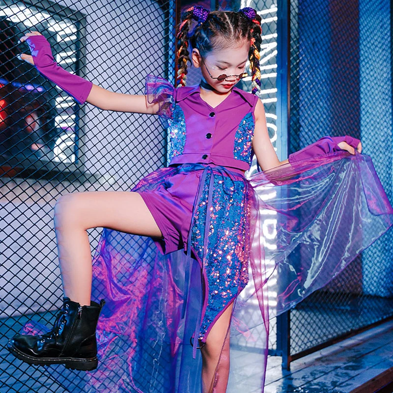 Purple Sequins Catwalk Show Stage Costume Suit Girls Summer Jazz Dance Competition Clothing Kids Host Clothes Dresses Outfits
Purple Sequins Catwalk Show Stage Costume Suit Girls Summer Jazz Dance Competition Clothing Kids Host Clothes Dresses Outfits