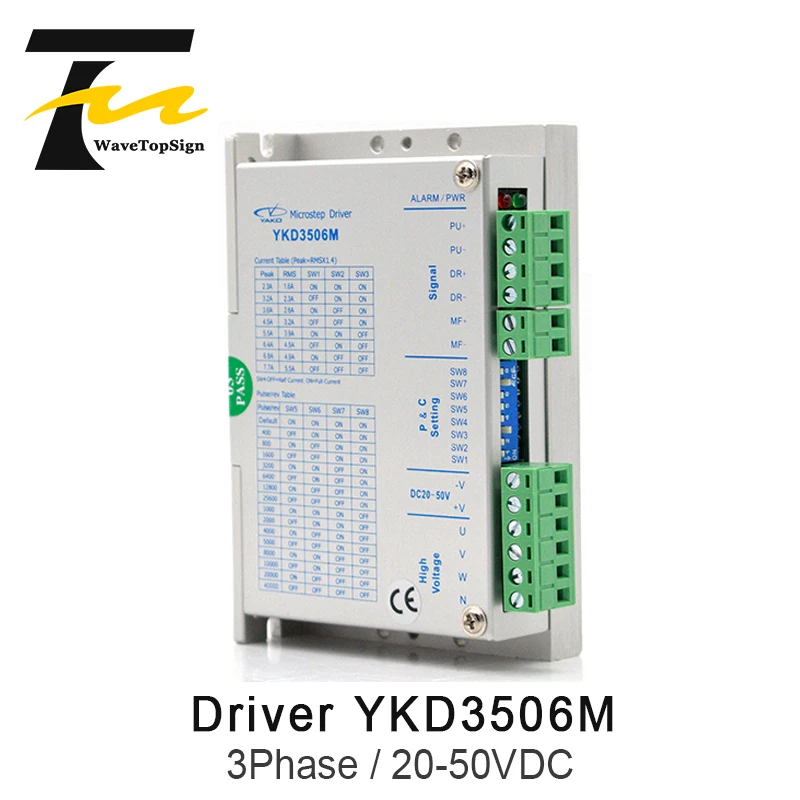 Драйвер шагового двигателя YAKO YKD3506M, 3 фазы, входное напряжение DC20V-50V, 200 А, Гц, соответствует мотору 57-86, использование фрезерного станка с ЧПУ
Драйвер шагового двигателя YAKO YKD3506M, 3 фазы, входное напряжение DC20V-50V, 200 А, Гц, соответствует мотору 57-86, использование фрезерного станка с ЧПУ