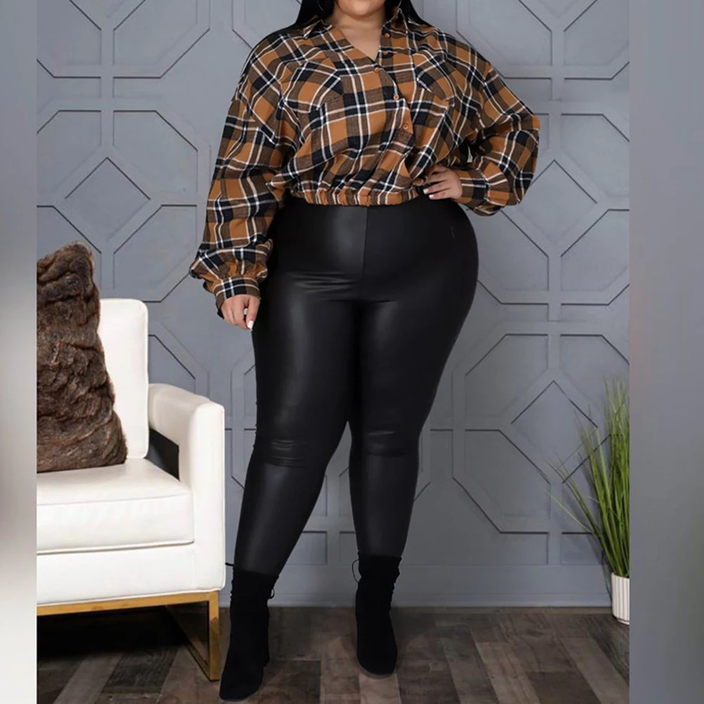 Plus Size Tops for Women 4xl 5xl Turn Down Collar Long Sleeve Pocket Single Breasted Casual Street Wear Grid T-shirt Wholesale
Plus Size Tops for Women 4xl 5xl Turn Down Collar Long Sleeve Pocket Single Breasted Casual Street Wear Grid T-shirt Wholesale