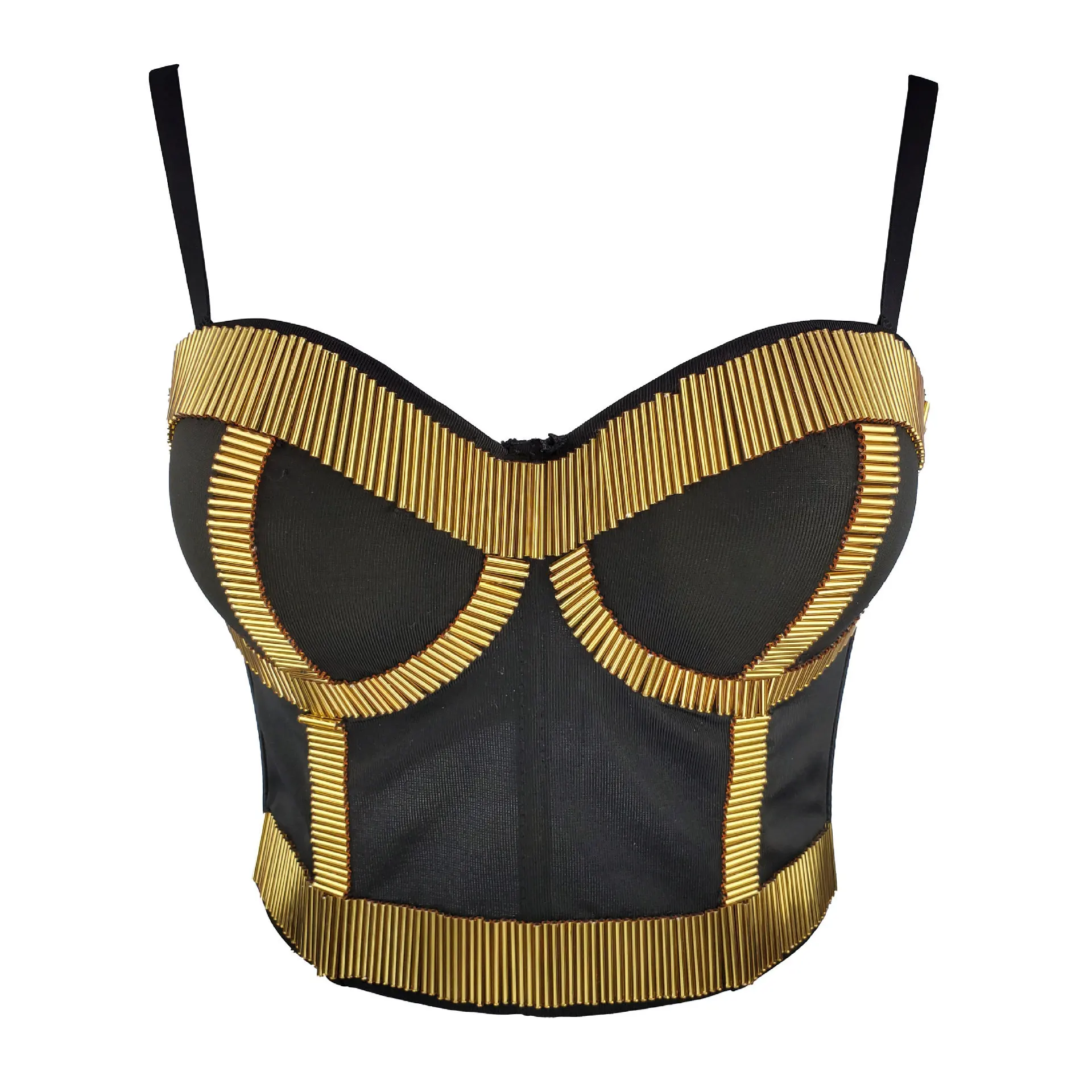 Sexy Black Gold Stitching Solid Color Women's Top Vest Bridal Plus Size Wedding Bralette Party Dancer Stager Wear
Sexy Black Gold Stitching Solid Color Women's Top Vest Bridal Plus Size Wedding Bralette Party Dancer Stager Wear