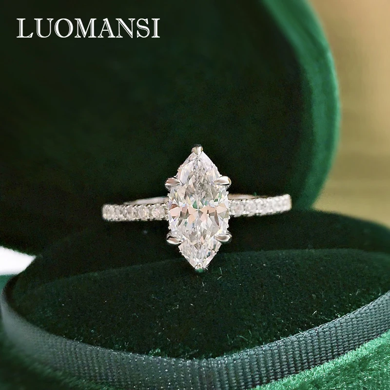 Luomansi Super Flashing Olive-Shaped High Carbon Diamond Ring 100%-S925 Silver Jewelry Wedding Cocktail Party Woman Gift
Luomansi Super Flashing Olive-Shaped High Carbon Diamond Ring 100%-S925 Silver Jewelry Wedding Cocktail Party Woman Gift