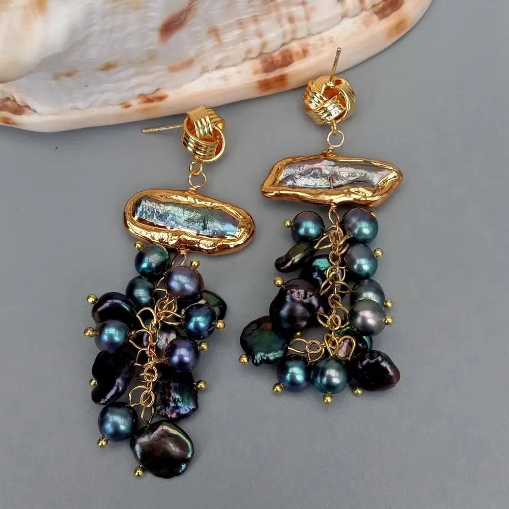KKGEM 3.1'' luxury style handmade for women Natural Cultured Black Keshi Pearl Biwa Freshwater Pearl Dangle Stud Earrings
KKGEM 3.1'' luxury style handmade for women Natural Cultured Black Keshi Pearl Biwa Freshwater Pearl Dangle Stud Earrings