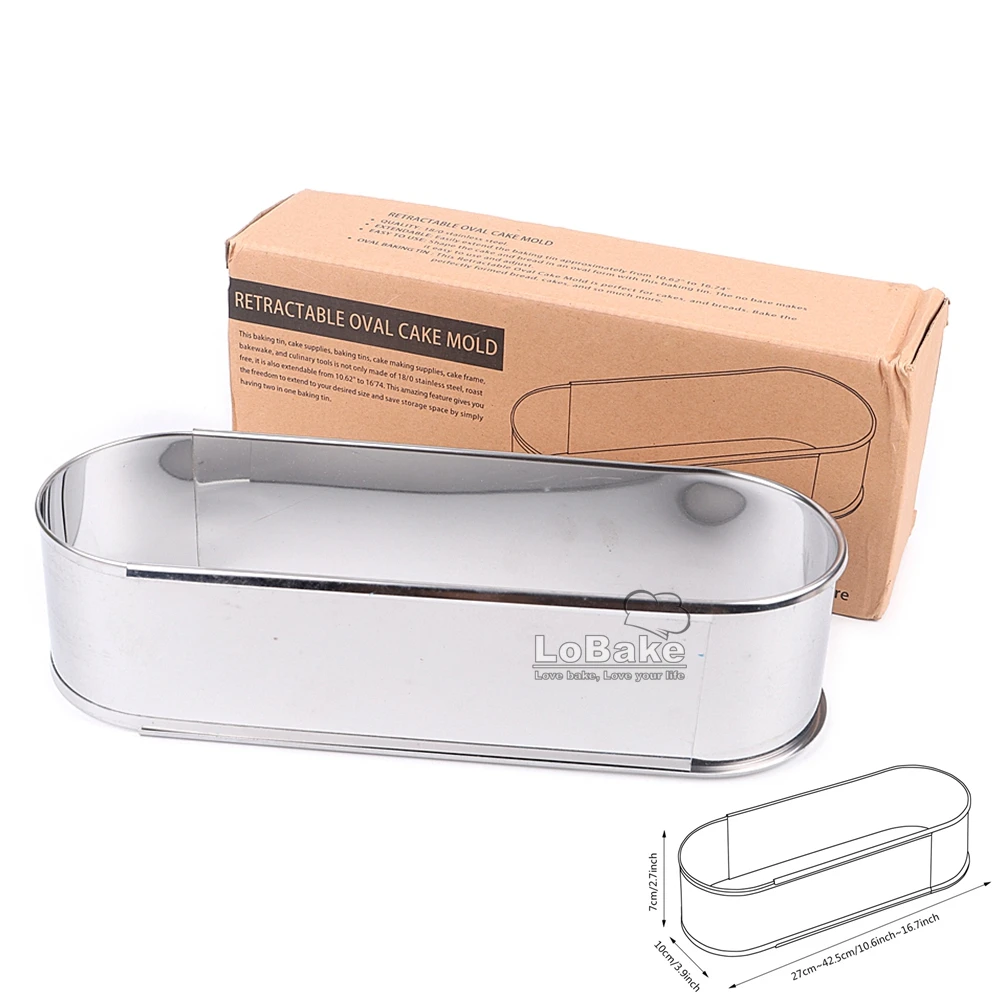 Retractable 10.6 inches to 16.7 inches long oval stainless steel mousse ring adjustable cake mold cheese bread DIY bakery tools
Retractable 10.6 inches to 16.7 inches long oval stainless steel mousse ring adjustable cake mold cheese bread DIY bakery tools