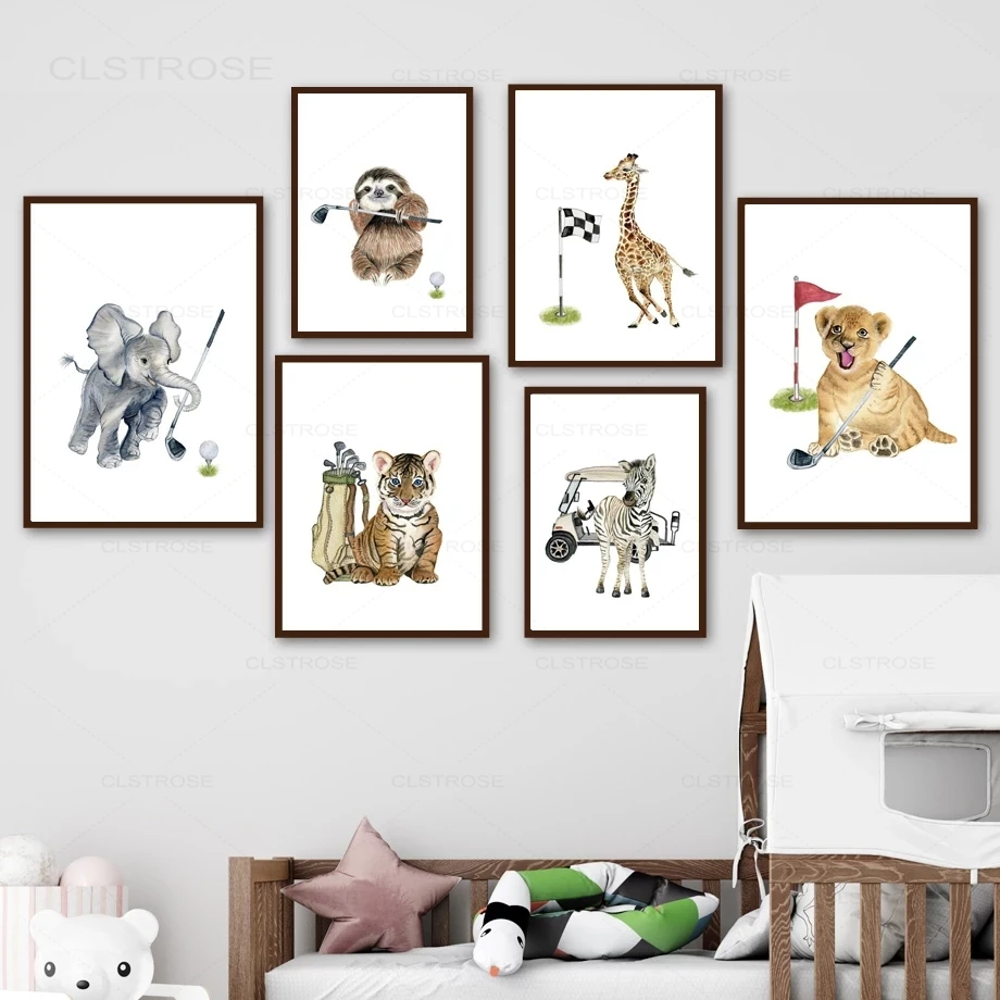 Woodland Animals Posters and Prints Golf Lion Tiger Zebra Giraffe Elephant Wall Art Canvas Painting Baby Kids Room Decorartion
Woodland Animals Posters and Prints Golf Lion Tiger Zebra Giraffe Elephant Wall Art Canvas Painting Baby Kids Room Decorartion