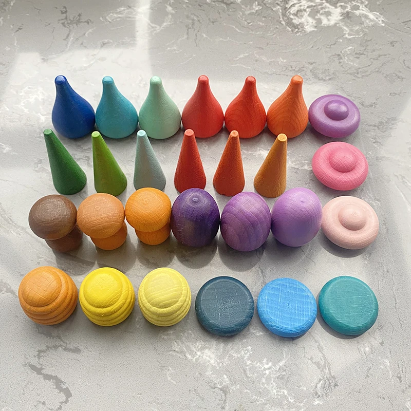 27pcs Creative Wooden Rainbow Blocks Mushrooms Honeycomb Droplets Tree Cones Blocks for Children Kids Natural Wooden Toys Gifts
27pcs Creative Wooden Rainbow Blocks Mushrooms Honeycomb Droplets Tree Cones Blocks for Children Kids Natural Wooden Toys Gifts