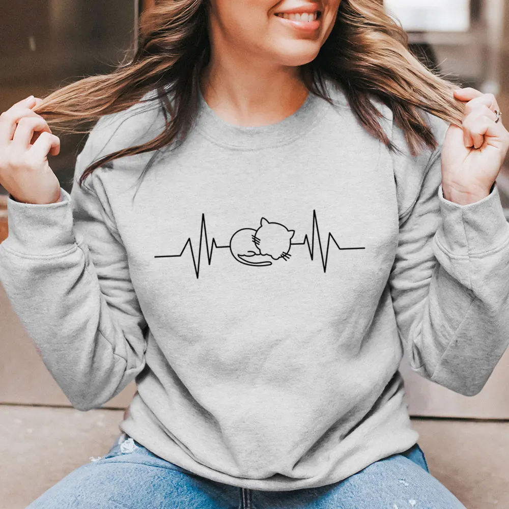 Sleeping Cat Heartbeat Print 100%Cotton Women Sweatshirt Unisex Funny Casual Spring Long Sleeve Top Cat Mom Top Pet Lover Gift
Sleeping Cat Heartbeat Print 100%Cotton Women Sweatshirt Unisex Funny Casual Spring Long Sleeve Top Cat Mom Top Pet Lover Gift