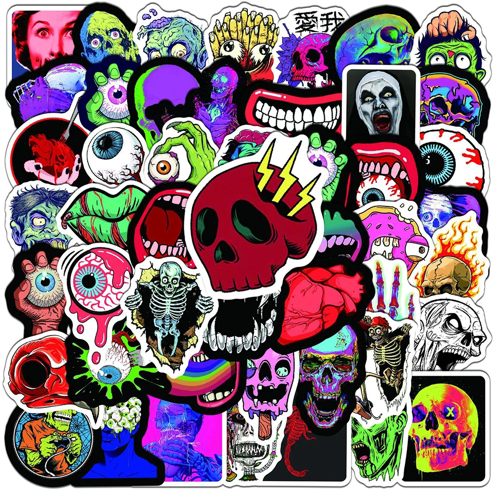 10/30/50PCS Colorful Cool Horror Skull Stickers Aesthetic Laptop Water Bottle Waterproof Graffiti Decal Sticker Packs Kid Toy
10/30/50PCS Colorful Cool Horror Skull Stickers Aesthetic Laptop Water Bottle Waterproof Graffiti Decal Sticker Packs Kid Toy