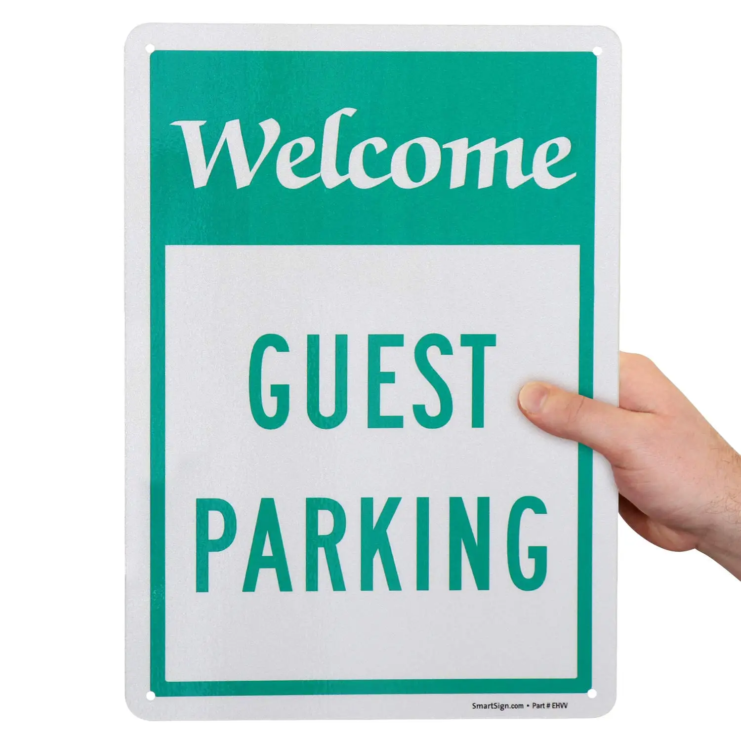 SmartSign 14 x 10 inch Welcome Guest Parking Metal Sign, 40 mil Aluminum, Engineer Grade Reflective Material, Green and White 
SmartSign 14 x 10 inch Welcome Guest Parking Metal Sign, 40 mil Aluminum, Engineer Grade Reflective Material, Green and White