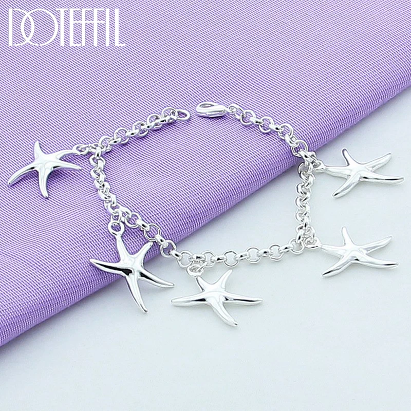 DOTEFFIL Five Starfish Bracelet 925 Sterling Silver For Women Fashion Charm Wedding Engagement Party Jewelry
DOTEFFIL Five Starfish Bracelet 925 Sterling Silver For Women Fashion Charm Wedding Engagement Party Jewelry