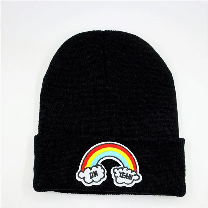 Cotton Cartoon Rainbow Embroidery Thicken Knitted Hat Winter Warm Hat Skullies Cap Beanie Hat for Men and Women 16 
Cotton Cartoon Rainbow Embroidery Thicken Knitted Hat Winter Warm Hat Skullies Cap Beanie Hat for Men and Women 16