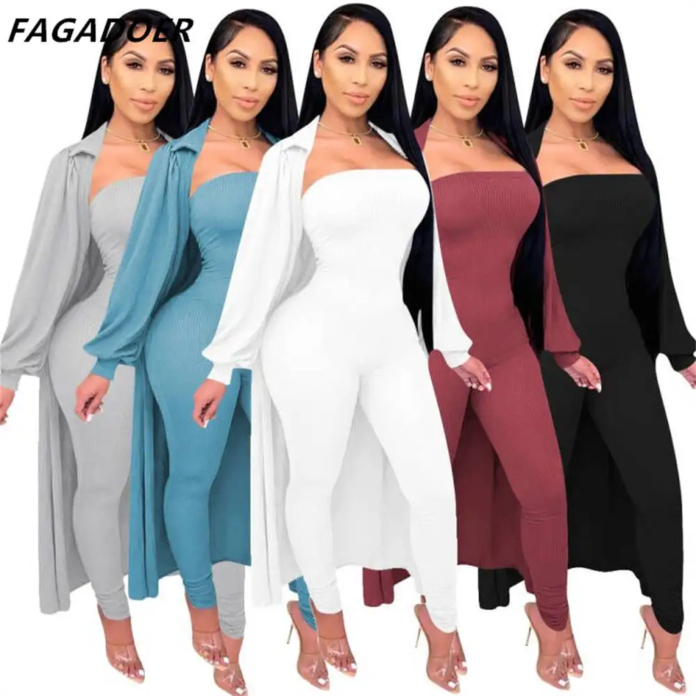 FAGADOER Sxey Ribbed Jumpsuits Two Piece Women Full Sleeve Long Cardigan Coat And Stretchy Strapless Romper Solid Casual Clothes
FAGADOER Sxey Ribbed Jumpsuits Two Piece Women Full Sleeve Long Cardigan Coat And Stretchy Strapless Romper Solid Casual Clothes