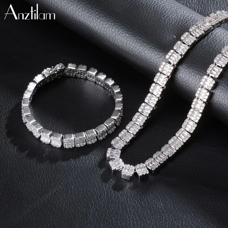 AZ 10mm Single Row Square Cubic Zircon Hip Hop Necklace Gold Silver Color Bling Long Link Tennis Choker Necklaces For Women Men
AZ 10mm Single Row Square Cubic Zircon Hip Hop Necklace Gold Silver Color Bling Long Link Tennis Choker Necklaces For Women Men