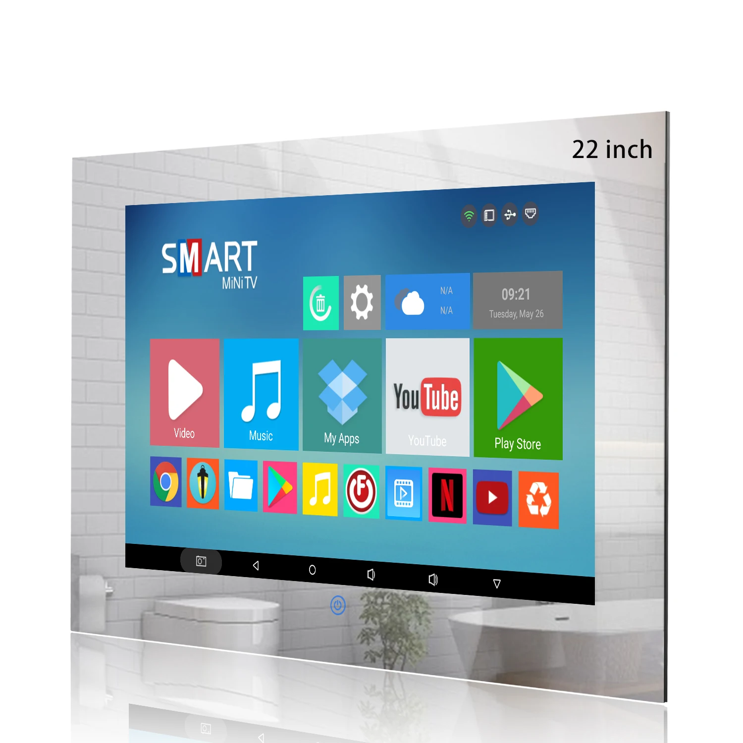 Haocrown 22 Inch Bathroom TV Mirror IP66 Waterproof, Built-in Smart Android 11 System 5G Wi-Fi Bluetooth
Haocrown 22 Inch Bathroom TV Mirror IP66 Waterproof, Built-in Smart Android 11 System 5G Wi-Fi Bluetooth