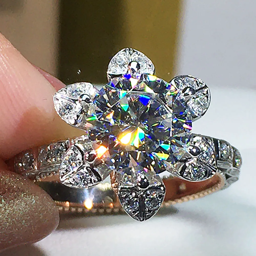 Custom Solid 14K White Gold Women Wedding Party Engagement Ring 1 2 3 4 5 Carat Round Moissanite Diamond Ring Flower Romantic
Custom Solid 14K White Gold Women Wedding Party Engagement Ring 1 2 3 4 5 Carat Round Moissanite Diamond Ring Flower Romantic