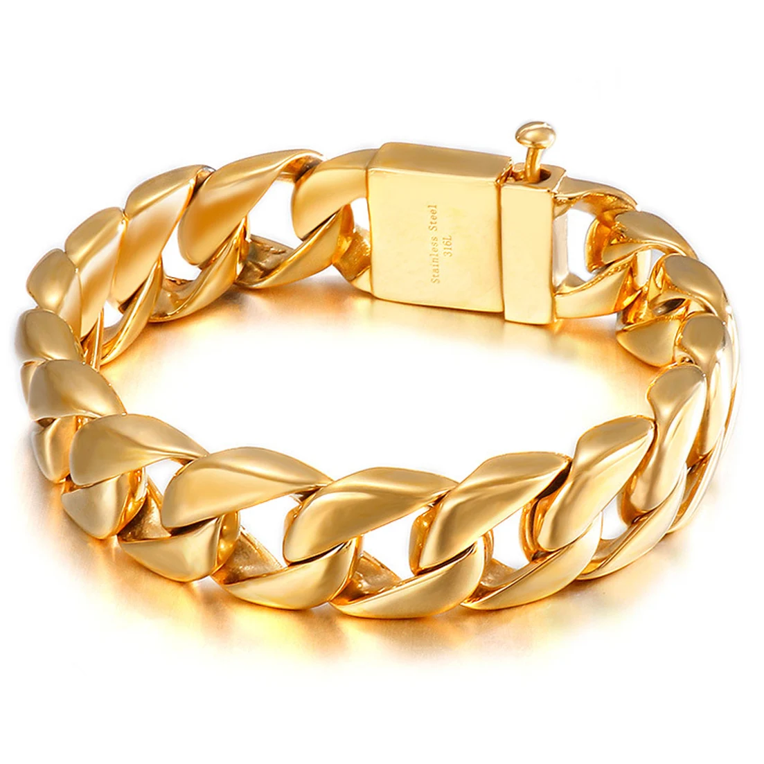 Granny Chic 31mm Men's Gold Color 316L Stainless Steel Curb Cuban Link Chain Wrist Bracelet for Men Jewelry Gift 22.5cm/24.5cm
Granny Chic 31mm Men's Gold Color 316L Stainless Steel Curb Cuban Link Chain Wrist Bracelet for Men Jewelry Gift 22.5cm/24.5cm