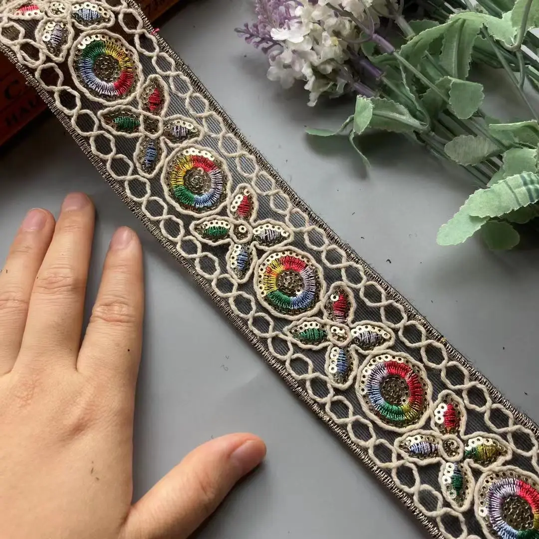 2 Yards Silver multicolor 5cm Sequins African Lace Trims Geometric Lace Ribbon DIY Sewing Dress Decoration Lacework Materials
2 Yards Silver multicolor 5cm Sequins African Lace Trims Geometric Lace Ribbon DIY Sewing Dress Decoration Lacework Materials