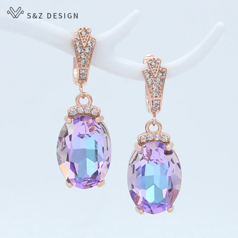S&Z DESIGN New Fashion Oval Large Crystal Dangle Earrings For Women Wedding Luxury 585 Rose Gold Color Zirconia Jewelry
S&Z DESIGN New Fashion Oval Large Crystal Dangle Earrings For Women Wedding Luxury 585 Rose Gold Color Zirconia Jewelry