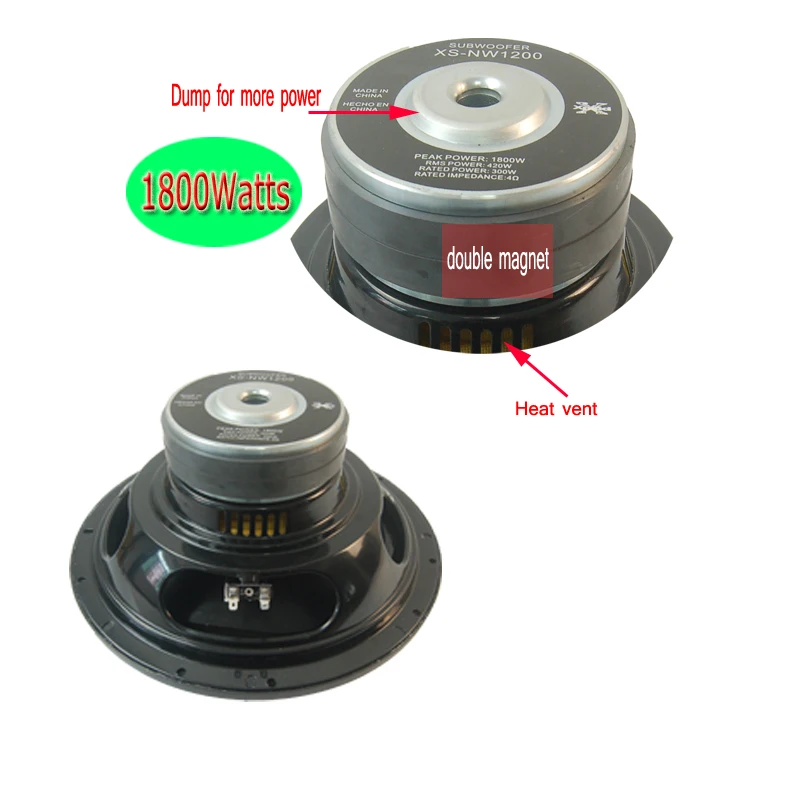 New Arrival 12 Inch 4 Ohm Car Audio Speaker Bass 1800W Super RMS 420W Power Passive Auto Loudspeakers Subwoofer
New Arrival 12 Inch 4 Ohm Car Audio Speaker Bass 1800W Super RMS 420W Power Passive Auto Loudspeakers Subwoofer