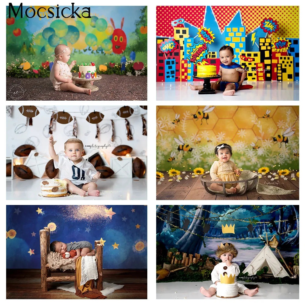 Newborn kids Photography backdrop superhero football bee Caterpillar Children Birthday Theme Photo Background Cake Smash Decor
Newborn kids Photography backdrop superhero football bee Caterpillar Children Birthday Theme Photo Background Cake Smash Decor