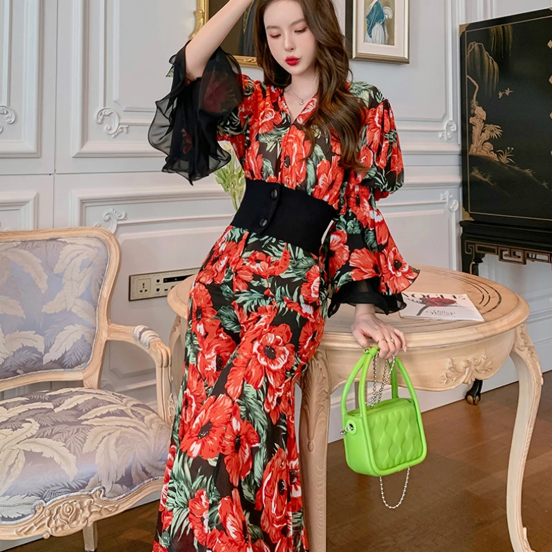 Print Flower Two Piece Sets Women Autumn Sets Of Elegant Woman Long Sleeve Corset Top and High Waist Pants 2 Piece Set Female
Print Flower Two Piece Sets Women Autumn Sets Of Elegant Woman Long Sleeve Corset Top and High Waist Pants 2 Piece Set Female
