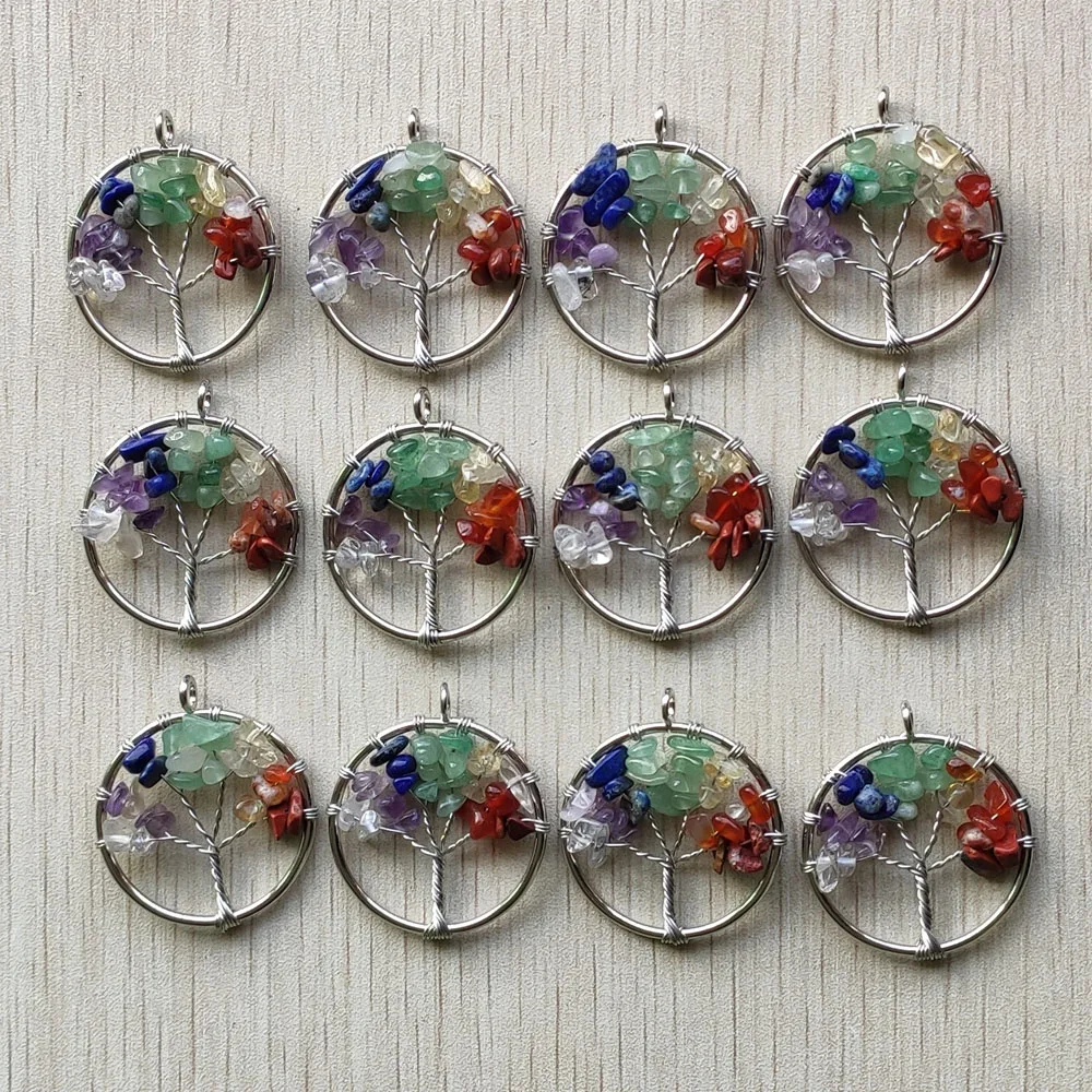 Natural 7 chakras stone wire wrapped reiki healing tree of life pendants 30mm for necklace jewelry making wholesale 12pcs/lot
Natural 7 chakras stone wire wrapped reiki healing tree of life pendants 30mm for necklace jewelry making wholesale 12pcs/lot
