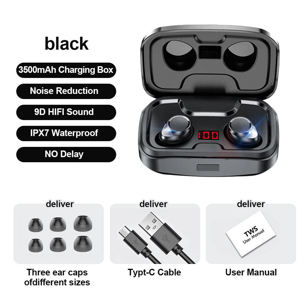 TWS-X10 Wireless Bluetooth-Compatible 5.0 headset Whit Charging Box Headphone Stereo Waterproof Earbuds Earphone With Microphone
TWS-X10 Wireless Bluetooth-Compatible 5.0 headset Whit Charging Box Headphone Stereo Waterproof Earbuds Earphone With Microphone