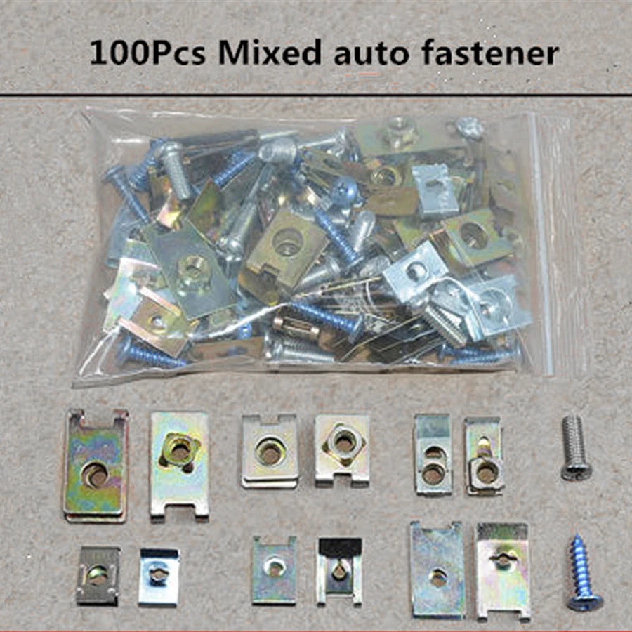 100pcs Mixed Car Door panel fastener fixed screw U Type gasket fender metal clips
100pcs Mixed Car Door panel fastener fixed screw U Type gasket fender metal clips
