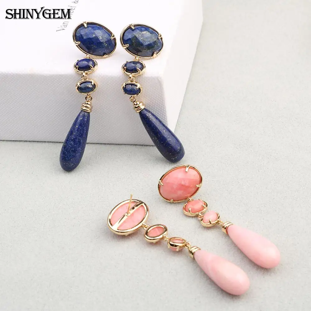 ShinyGem Plated Rhinestone Druzy Dangle Natural Rhodochrosite/Lapis Lazuli Stone Bohemian Drop Earrings For Women
ShinyGem Plated Rhinestone Druzy Dangle Natural Rhodochrosite/Lapis Lazuli Stone Bohemian Drop Earrings For Women