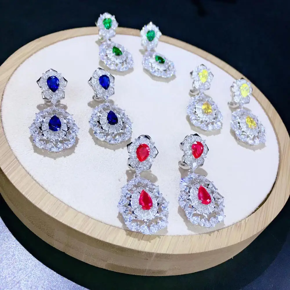925 sterling silver with cubic zircon drop earring fine women jewelry for party & wedding yellow blue green red color
925 sterling silver with cubic zircon drop earring fine women jewelry for party & wedding yellow blue green red color