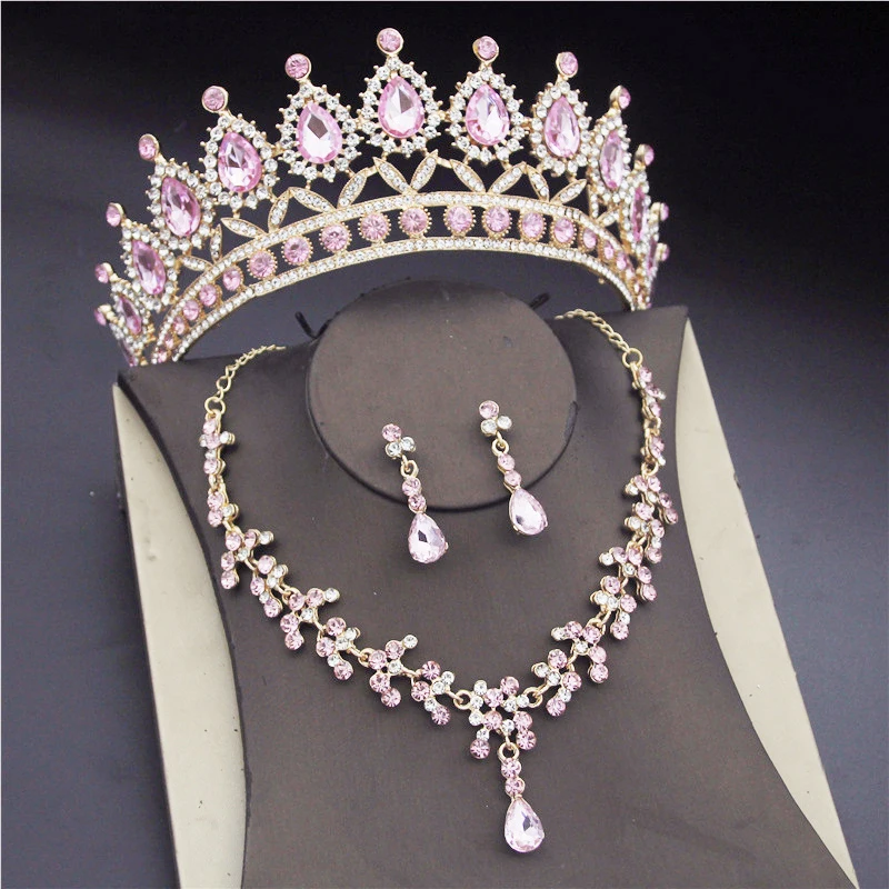 Luxury Crystal Bridal Jewelry Sets for Women Pink Tiaras Necklaces Earrings Set Bride Wedding Dress Birthday Crown Set Accessory
Luxury Crystal Bridal Jewelry Sets for Women Pink Tiaras Necklaces Earrings Set Bride Wedding Dress Birthday Crown Set Accessory