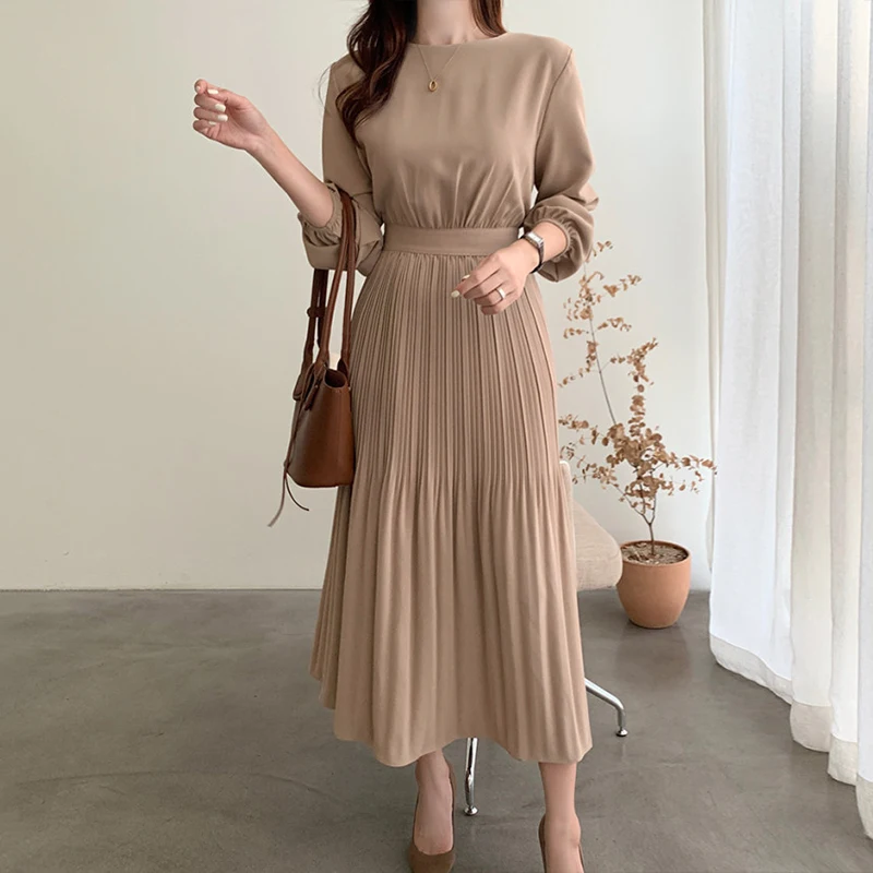 Pleated Dress for Women Korean Elegant Long Sleeve A-Line Luxury Fall Solid High Waist Vintage Spring Dresses Women 2022 Party
Pleated Dress for Women Korean Elegant Long Sleeve A-Line Luxury Fall Solid High Waist Vintage Spring Dresses Women 2022 Party