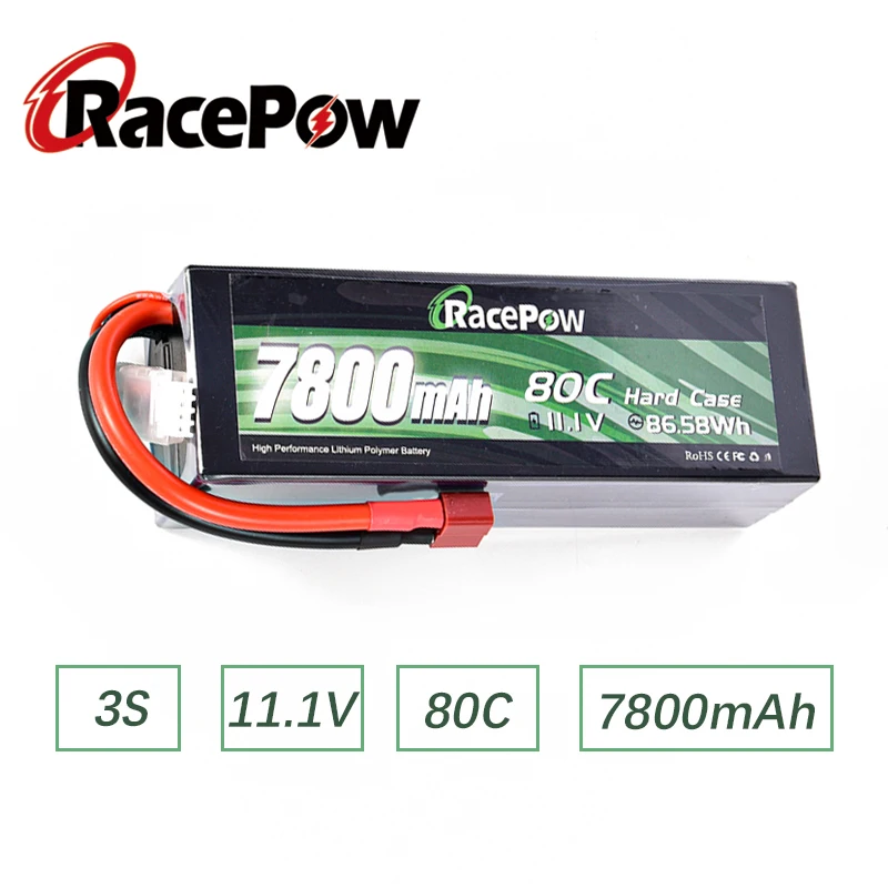 RacePow RC Lipo Battery 7800mAh 3S 11.1V 80C HardCase Lipo with T Deans Plug For Traxxas RC Car Losi Slash Monster Truck Boats
RacePow RC Lipo Battery 7800mAh 3S 11.1V 80C HardCase Lipo with T Deans Plug For Traxxas RC Car Losi Slash Monster Truck Boats
