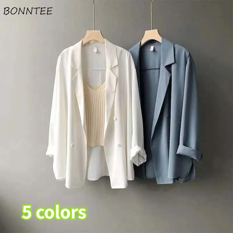 Blazers Women Solid Thin Spring Summer Long Sleeve Double Breasted Stylish Loose Casual Elegant All-match Sunscreen Ulzzang Chic
Blazers Women Solid Thin Spring Summer Long Sleeve Double Breasted Stylish Loose Casual Elegant All-match Sunscreen Ulzzang Chic