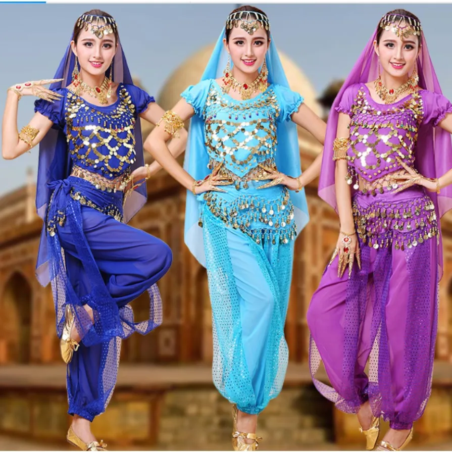Indian Dance Sari Bellydance Skirt Suit Women Chiffon 5pcs Bollywood Belly Dance Costume Set
Indian Dance Sari Bellydance Skirt Suit Women Chiffon 5pcs Bollywood Belly Dance Costume Set